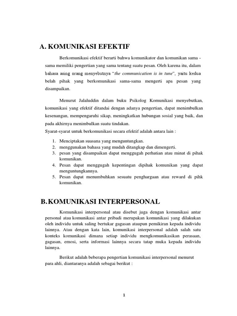 Komunikasi Efektif Dalam Hubungan Interpersonal Perawat