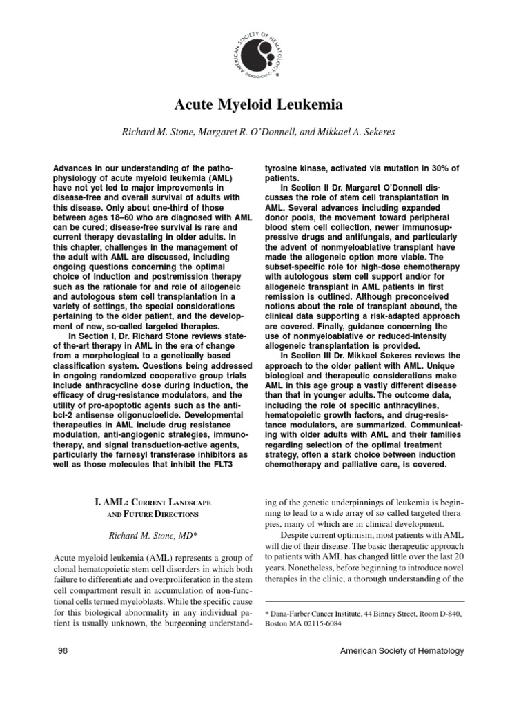 Acute Myeloid Leukemia | PDF | Hematopoietic Stem Cell Transplantation ...