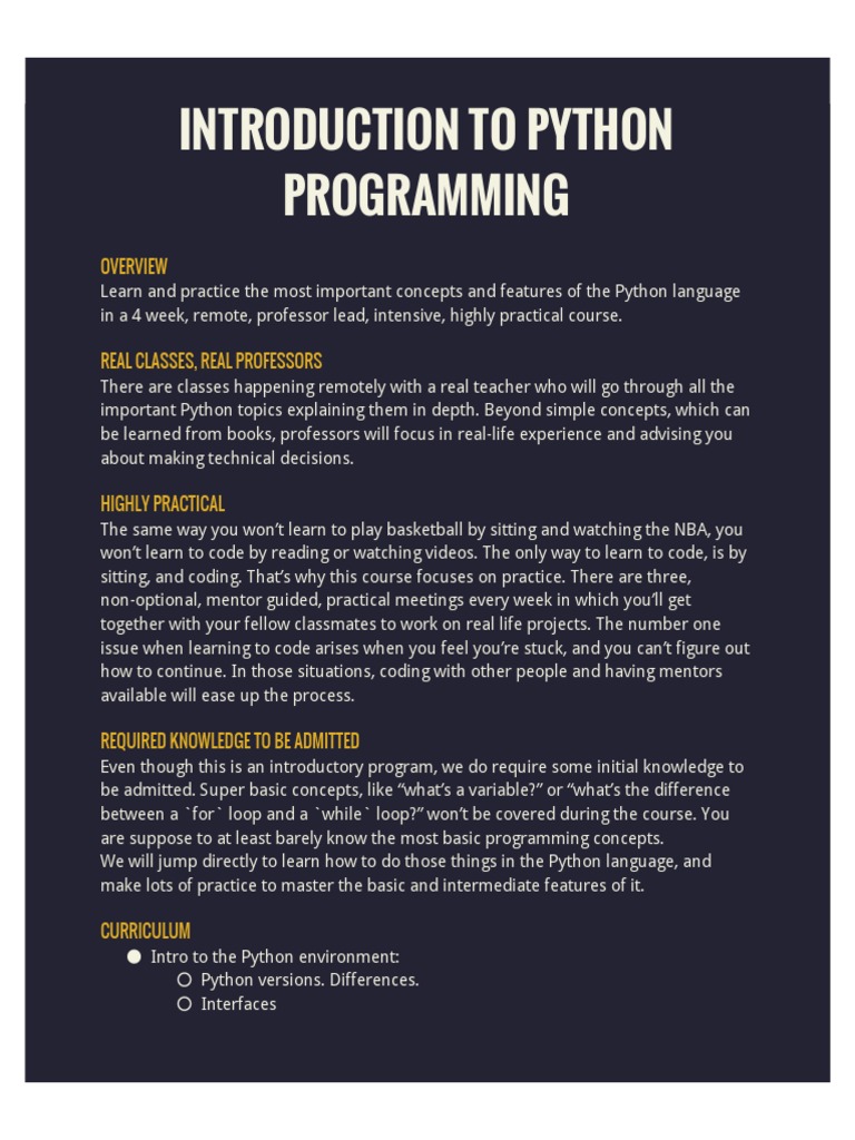 Introduction To Python Programming | PDF | Parameter (Computer ...