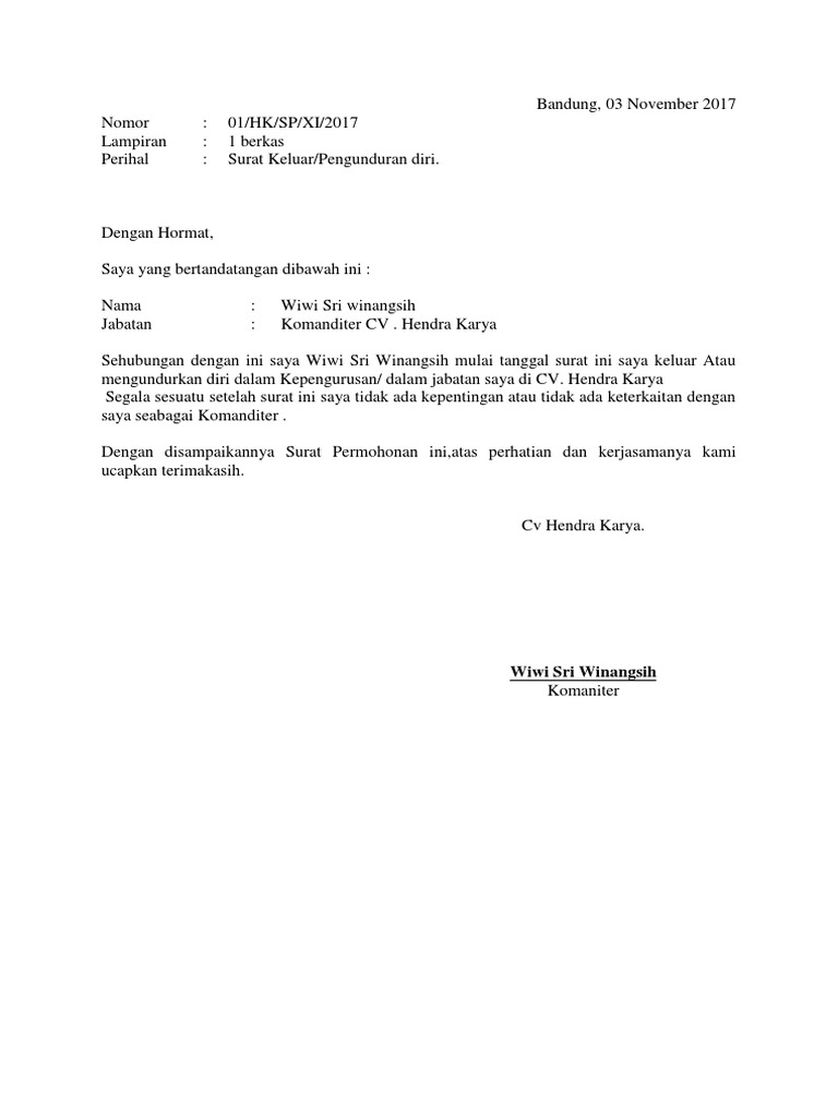 Surat Pengunduran Diri