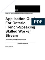 Application Guide For Ontario French-Speaking Skilled Worker Stream