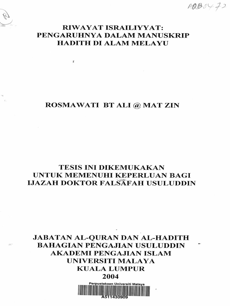 Riwayat Israiliyyat Pengaruh Dalam Manuskrip Hadith Pdf