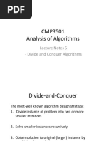 CMP3501 Analysis of Algorithms: Lecture Notes 5 - Divide and Conquer Algorithms