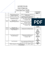 Asia Pacific University School of Engineering Group Design Project Timeline Week Event Activity Assessment Marks %