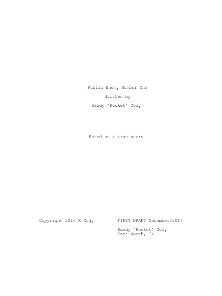 Public Enemy Number One Screenplay World Premiere Pdf Al Capone