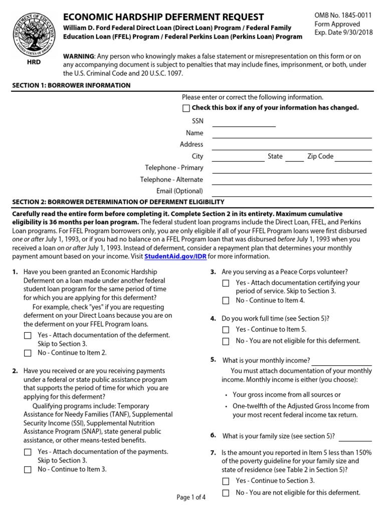 Economic Hardship Deferment | PDF | Student Loan | Interest