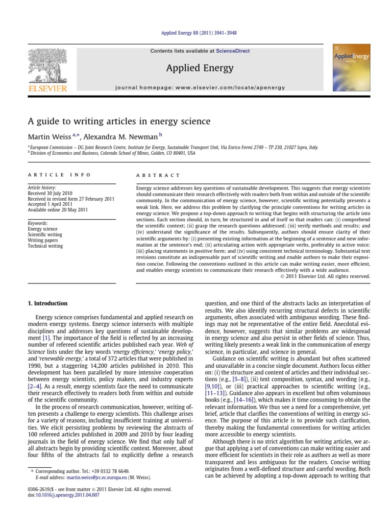 A Guide To Writing Articles in Energy Science PDF | PDF | Abstract 