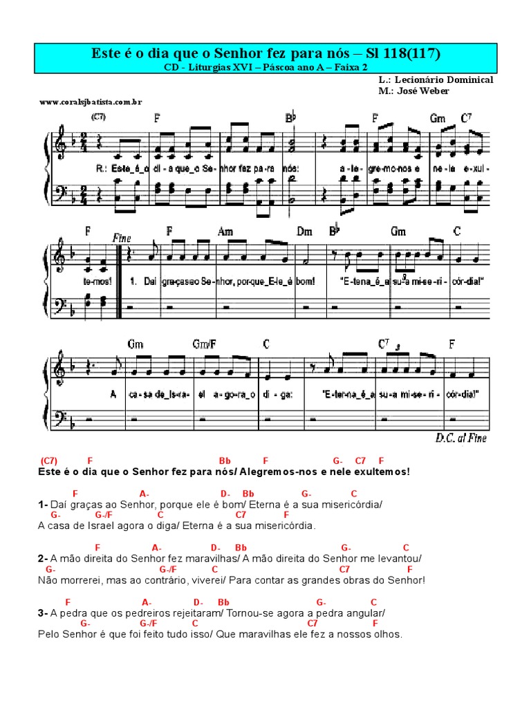 Salmo 118: Este é o Dia do Senhor | PDF | Páscoa | Amor