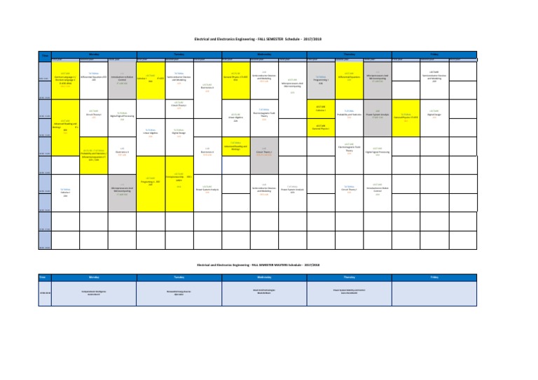 Electrical Engineering Course Schedule | PDF | Electrical Engineering ...