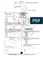 Examen de admisión a secundaria con preguntas de matemática, física, química y biología