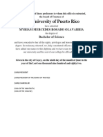 The University of Puerto Rico: Myriam Mercedes Rosado Olavarria Bachelor of Science