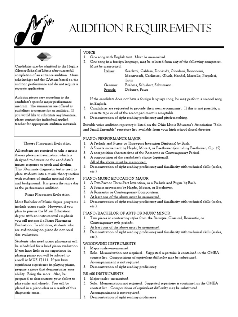 Audition Requirements Voice PDF