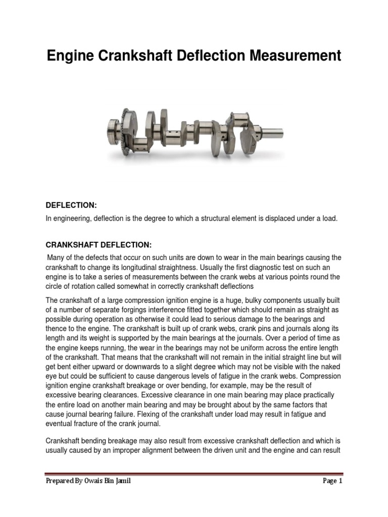 Crankshaft Deflection Bearing (Mechanical) Mechanical Engineering
