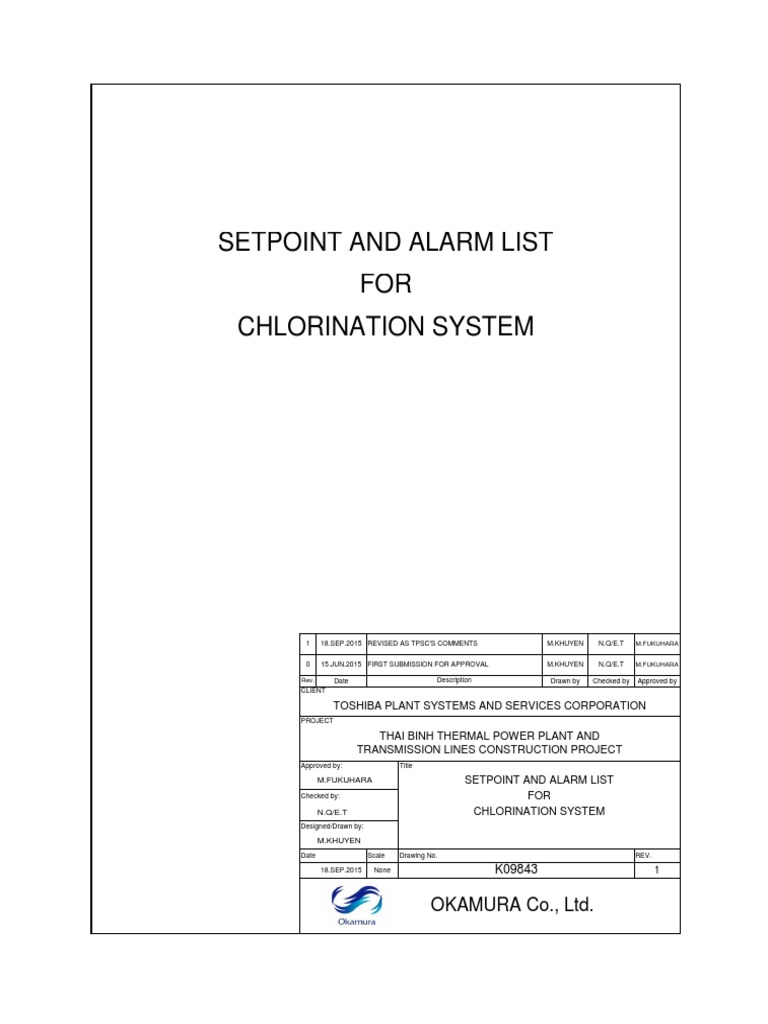 K09843 R1A TB1 Setpoint and Alarm List | Download Free PDF | Hydraulics ...
