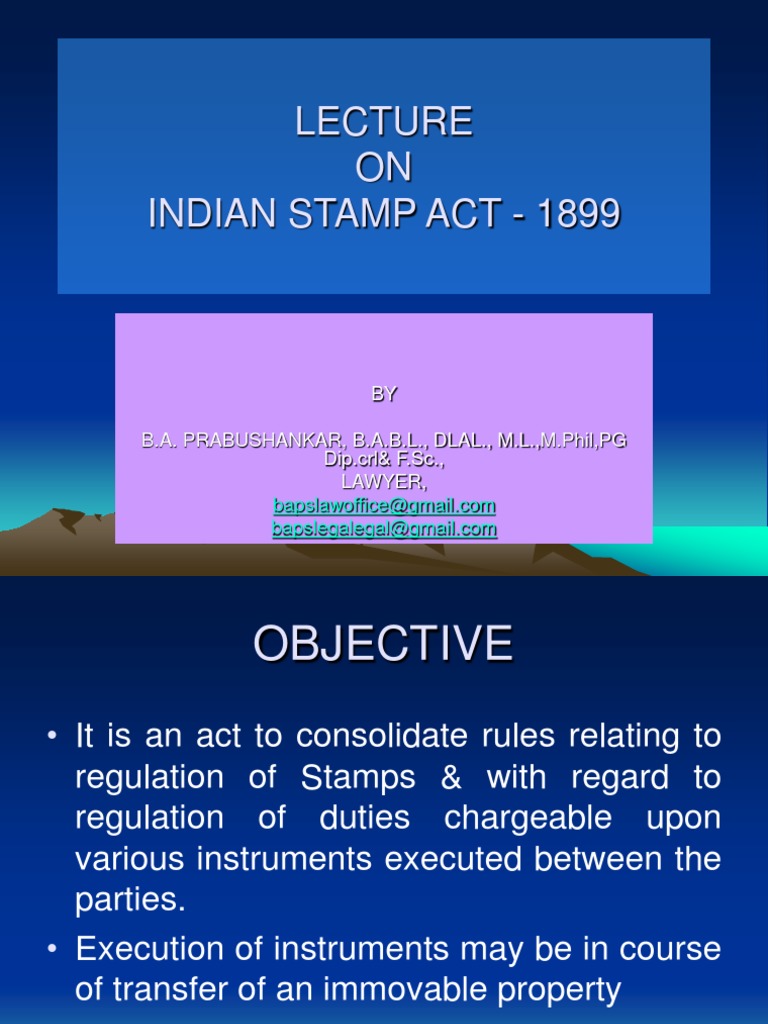 Indian Stamp Act by B.A.P.S. PDF Negotiable Instrument Promissory