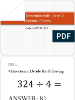 Dividing Decimals With Up To 2 Decimal Places