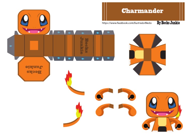 Papercraft Pokemon Templates Charmander Paper Craft