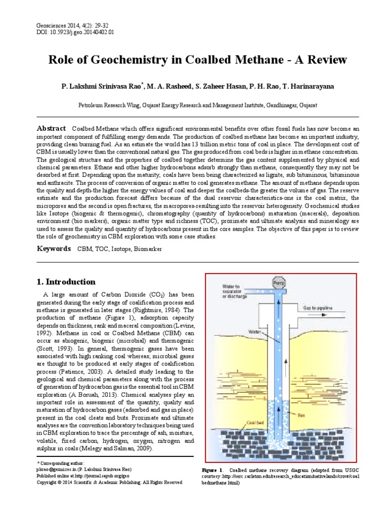 Role of Geochemistry in Coalbed Methane - A Review | PDF | Coalbed ...
