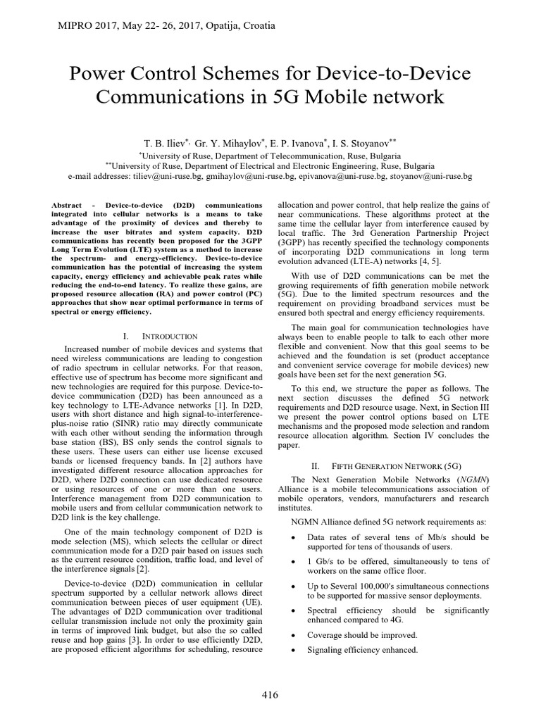 Power Control in 5G D2D Communications | PDF | Cellular Network | Radio ...