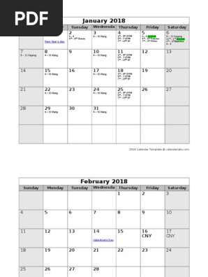 2018 Calendar