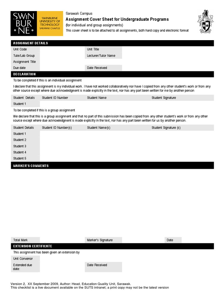 Uow business cover sheet image