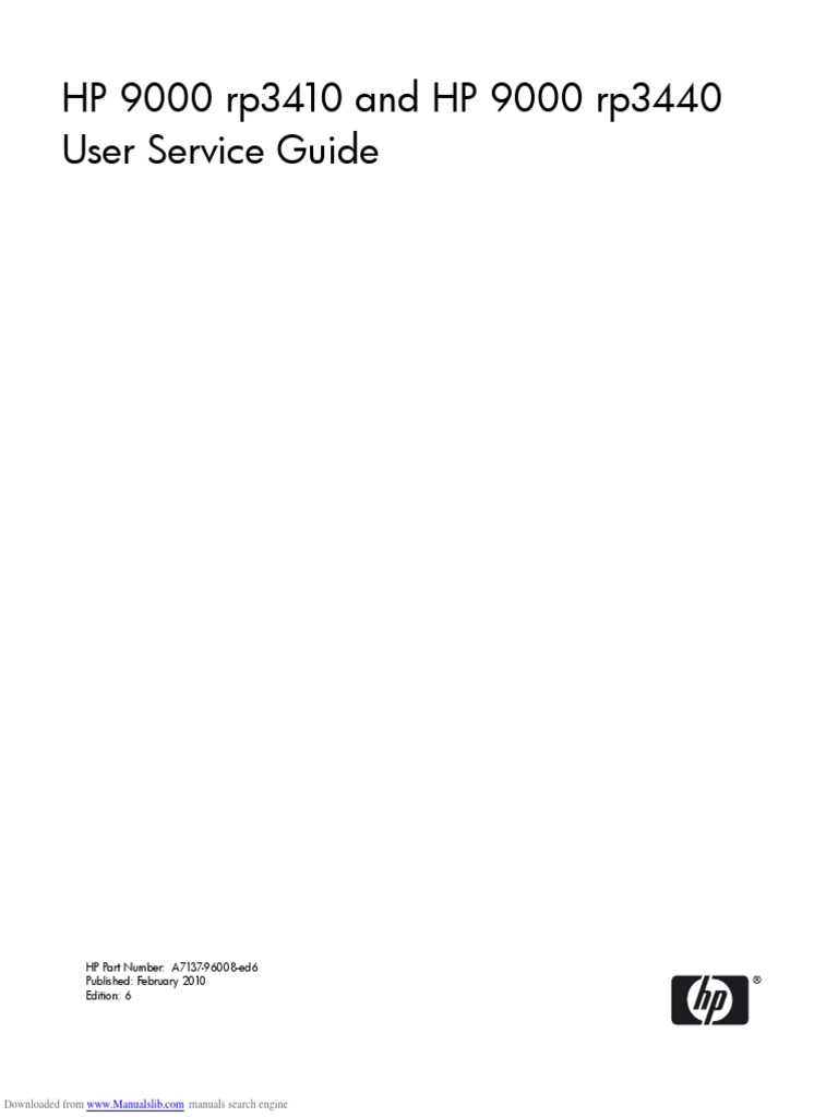 HP 9000 rp3410 and HP 9000 rp3440 User Service Guide HP Part Number A713796008Ed6 Published