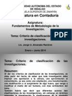 Criterio de Clasificacion de Investigaciones