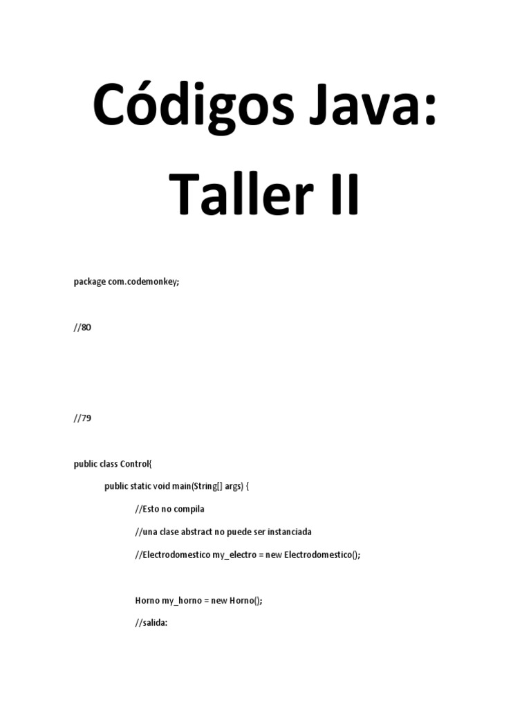 Códigos Java Taller 2 | Descargar gratis PDF | Java (lenguaje de ...