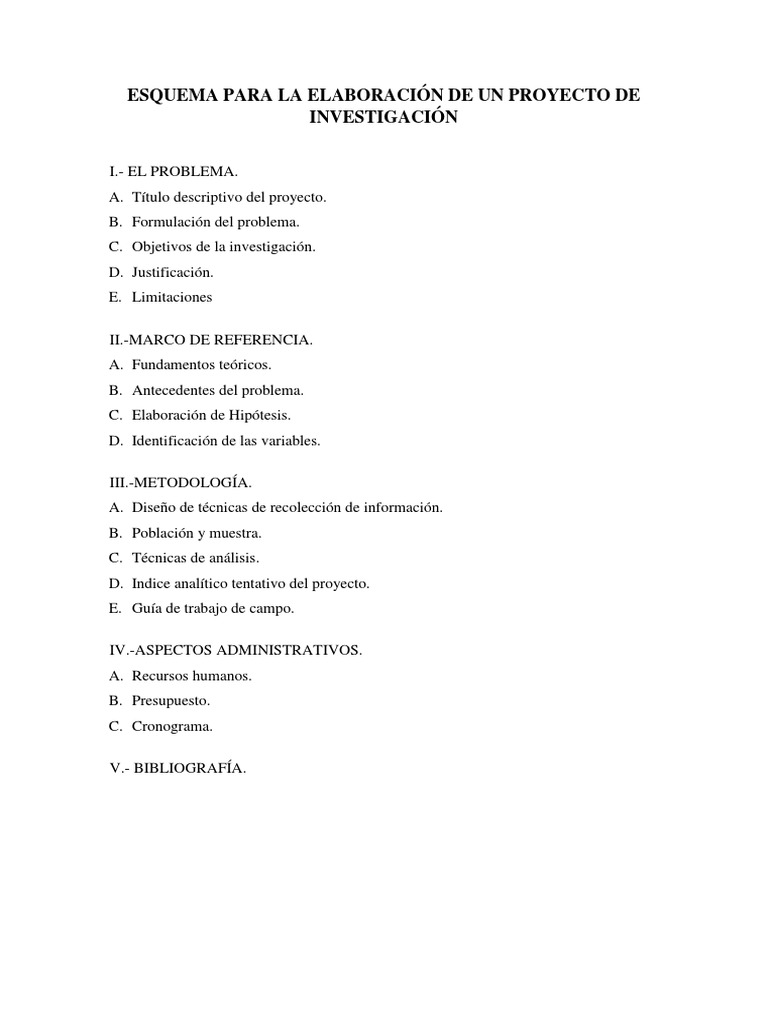 Esquema para Proyecto de Investigación | PDF | Hipótesis | Teoría