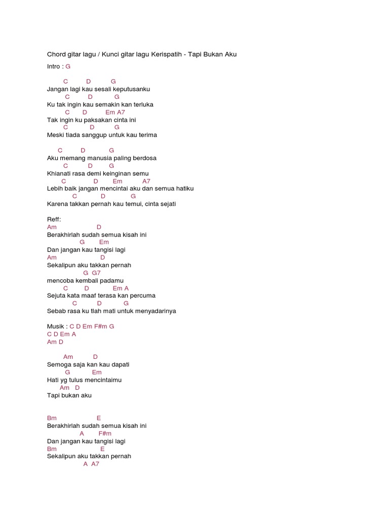 Berakhirlah Sudah Chords Blazedsx