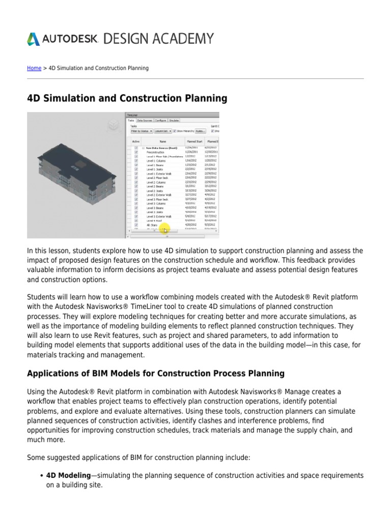Autodesk University Workshop - 4d Simulation and Construction Planning ...