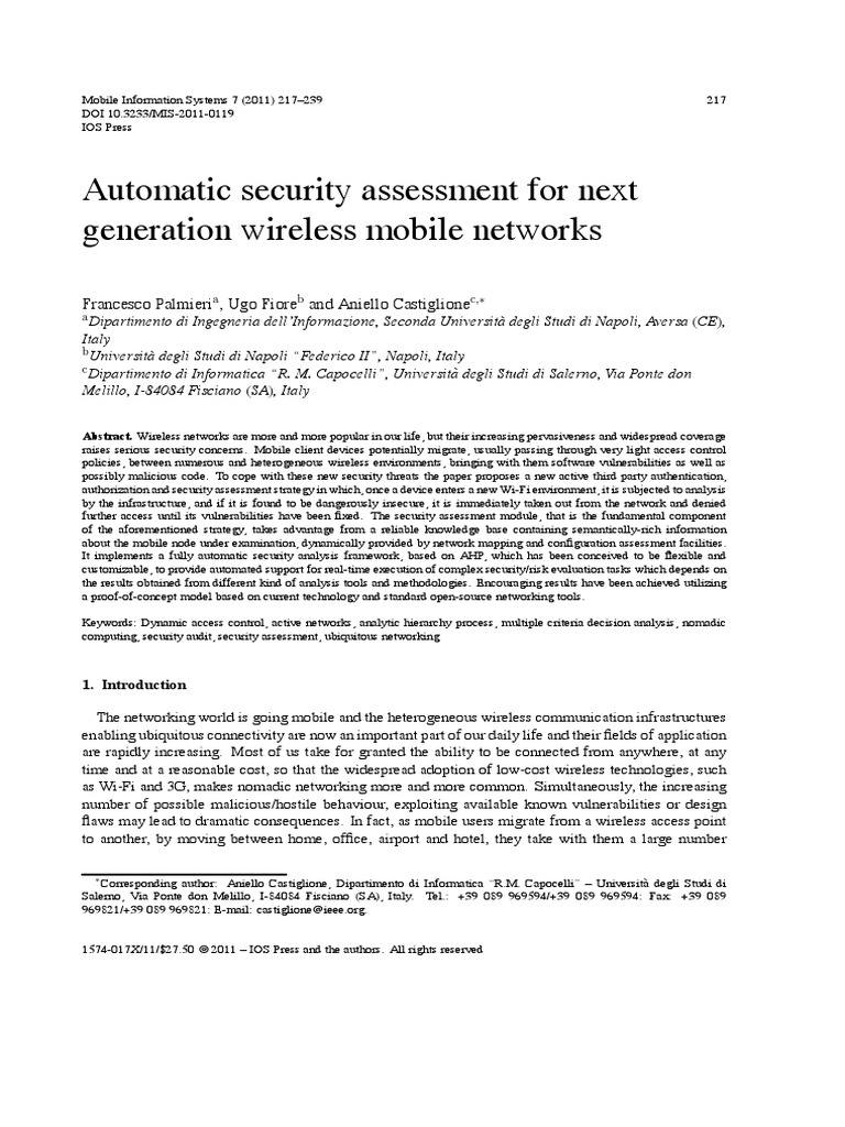 Wireless Security Assessment Framework | PDF | Computer Security | Security