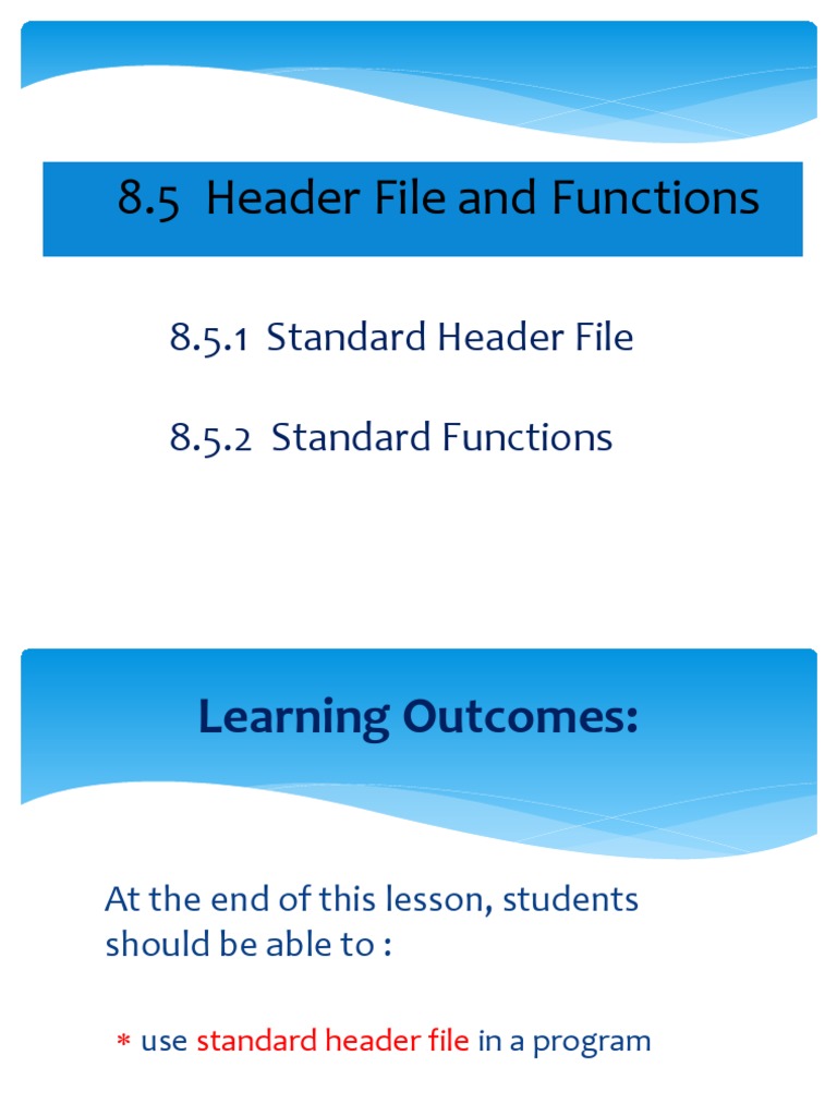8.5.1 Standard Header File 8.5.2 Standard Functions | PDF | Computer ...