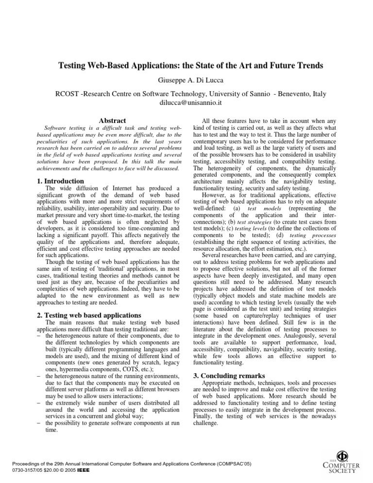 Testing Web-Based Applications: The State of The Art and Future Trends ...