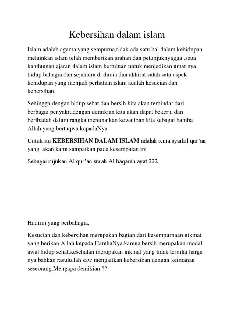 Kebersihan Dalam Islam Pdf