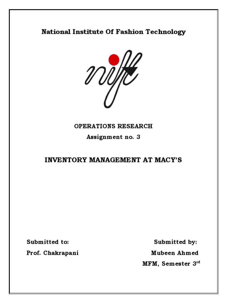Inventory Management of Macy's PDF Inventory Demand