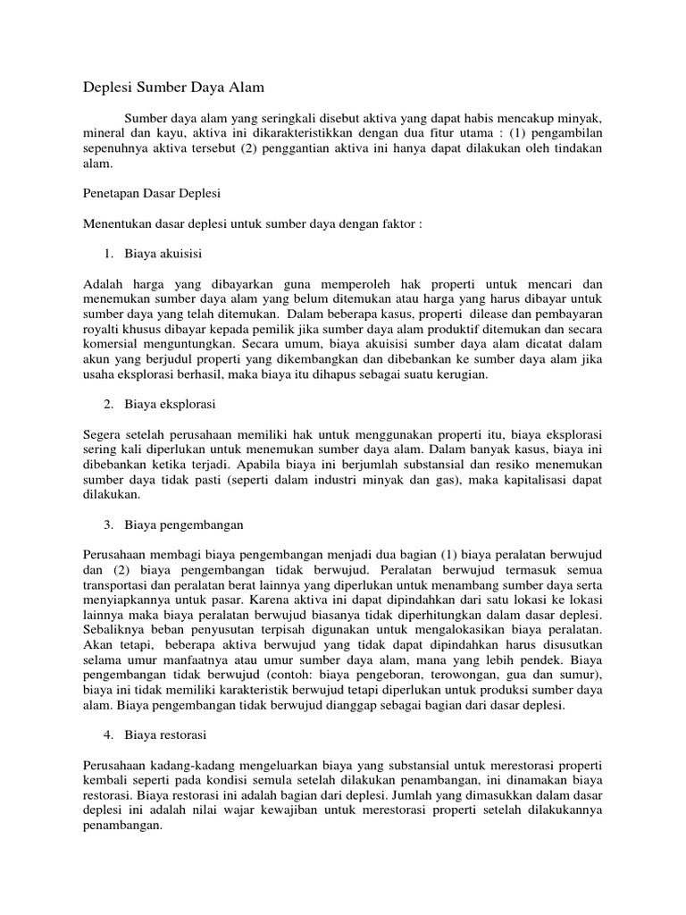Deplesi Sumber Daya Alam