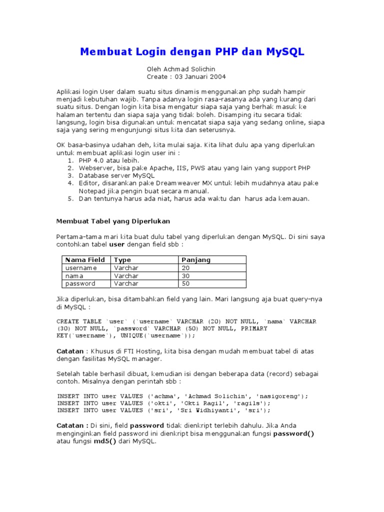 Login PHP Mysql | PDF