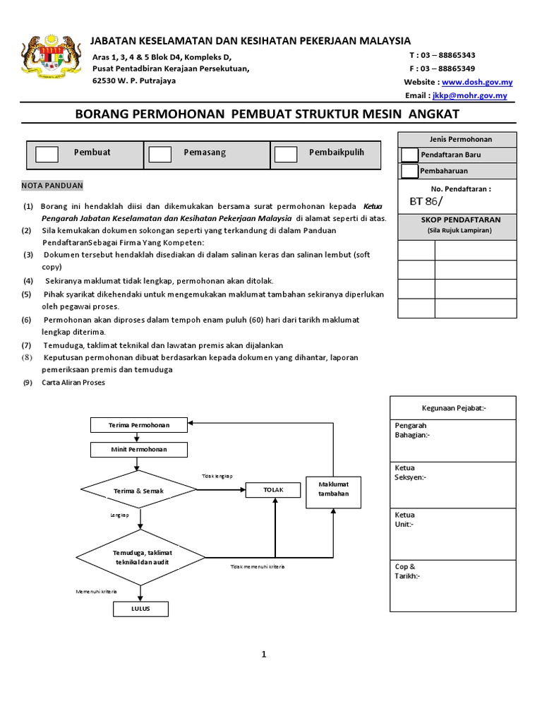 Permohonan Permit Mesin Angkat Malaysia | PDF