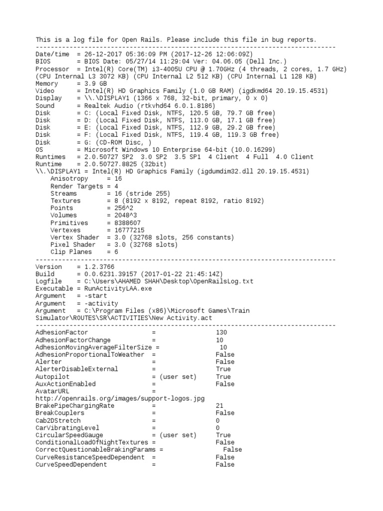 Open Rails Log | PDF