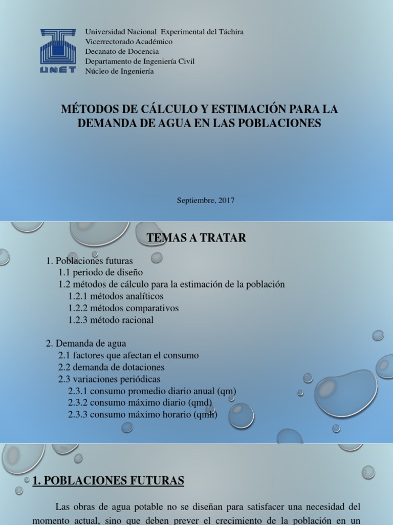 Métodos para Estimar Demanda de Agua | PDF | Población | Crecimiento ...