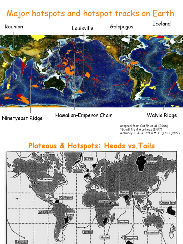 Major Hotspots and Hotspot Tracks On Earth: Iceland Reunion Galapagos ...