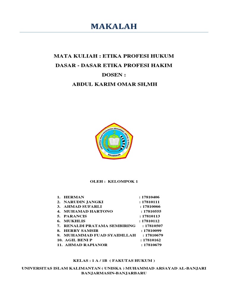 Makalah Etika Profesi Hukum Contoh Makalah