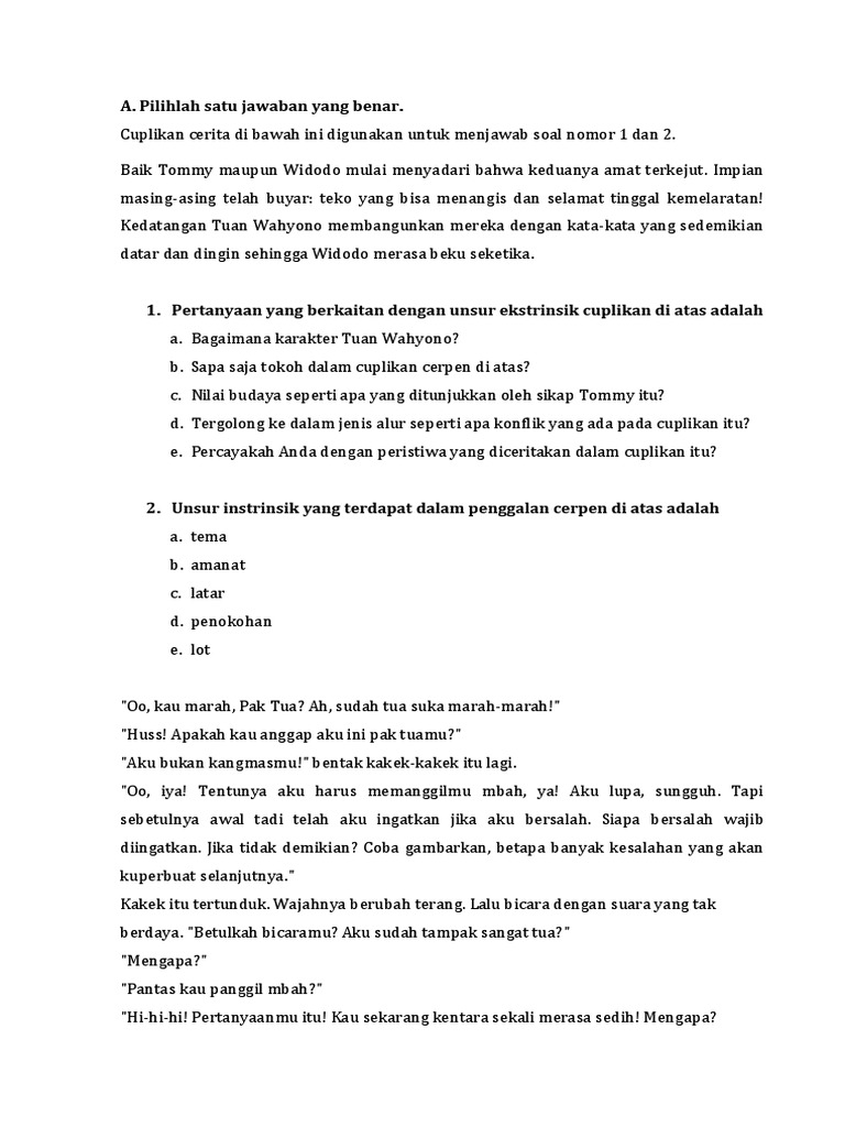 Soal Bahasa Indonesia