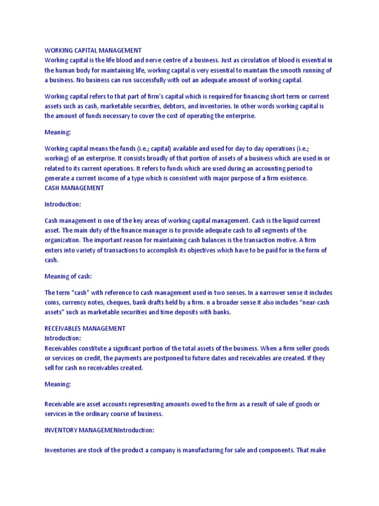 Working Capital Management | PDF | Working Capital | Network Protocols