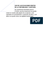 Cual Es El Uso de Las Ecuaciones Dentro Del Campo de La Contabilidad y Auditoría