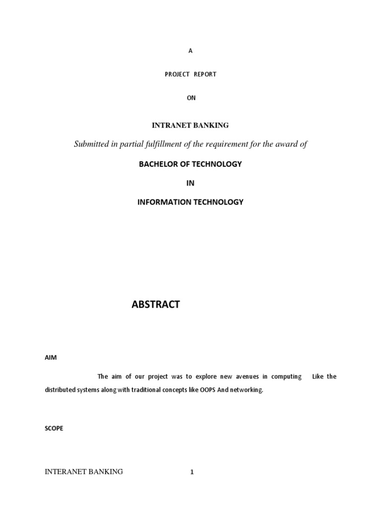 Intranet Banking Project Report | PDF | Port (Computer Networking ...