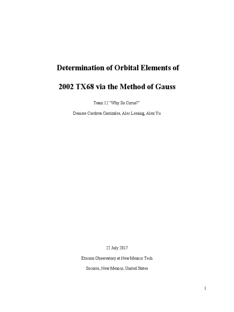 Orbit Determination Report | PDF | Astronomy | Outer Space