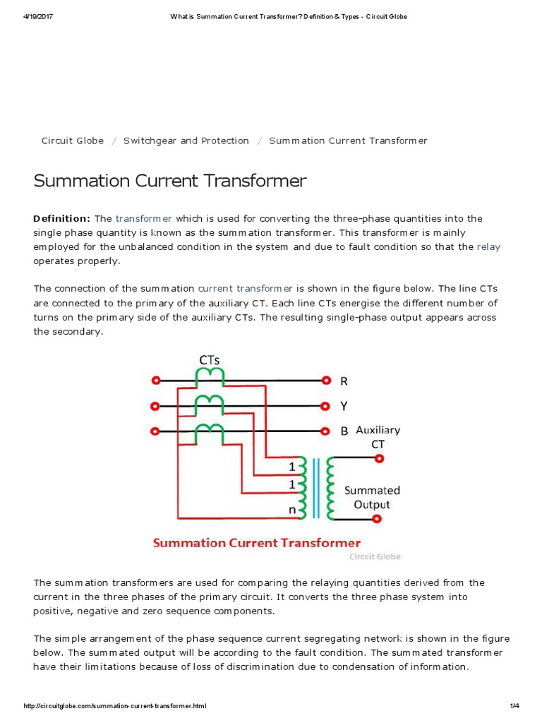 What is Summation Current Transformer? Definition & Types PDF