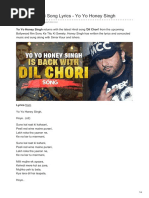 Dil Chori New Hindi Song Lyrics By Yo Yo Honey Singh
